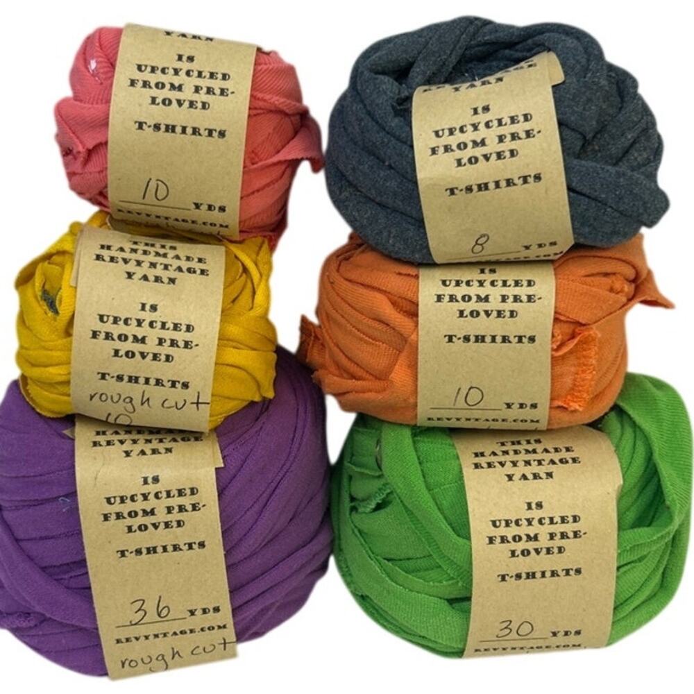 100+ yds Handmade Upcycled Tee Shirt Rough Cut Fabric Ribbon Yarn Craft Supply